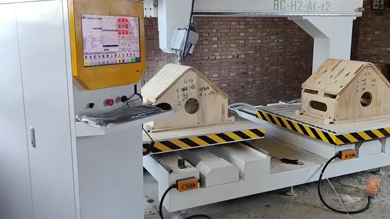 مخرطة خشب ذكية CNC ذات خمسة محاور ثنائية الطاولة - 3