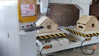 مخرطة خشب ذكية CNC ذات خمسة محاور ثنائية الطاولة - 3