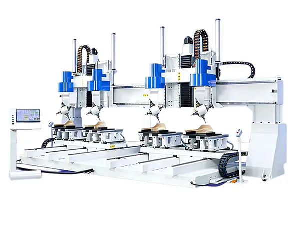 مركز تشغيل CNC بقناتين وأربعة رؤوس وخمسة محاور