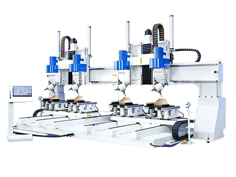مركز تشغيل CNC بقناتين وأربعة رؤوس وخمسة محاور